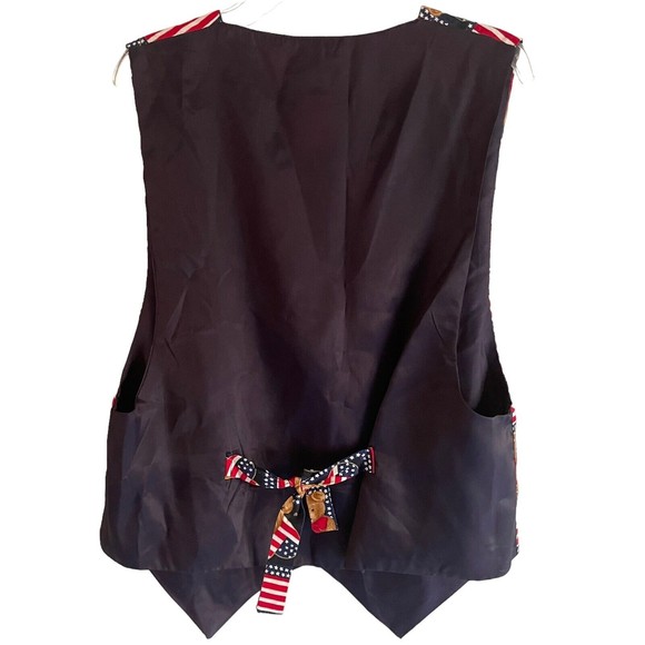 JLN American Patriotic Vest Unisex Size M Suit Top Novelty Print Teddy Bear USA - Picture 4 of 8